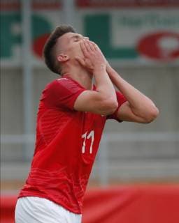 11.06.2019, Profertil Arena, Hartberg, AUT, Testspiel, U21, U 21 Oesterreich vs Frankreich, im Bild Mathias Honsak (AUT) Mathias Honsak (AUT) during the International U21 Friendly Football Match between Austria and France at the Profertil Arena in Hartberg, Austria on 2019 06 11. Hartberg