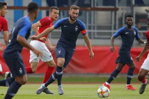 11.06.2019, Profertil Arena, Hartberg, AUT, Testspiel, U21, U 21 Oesterreich vs Frankreich, im Bild Maxence Prevot (FRA) Maxence Prevot (FRA) during the International U21 Friendly Football Match between Austria and France at the Profertil Arena in Hartberg, Austria on 2019 06 11. Hartberg