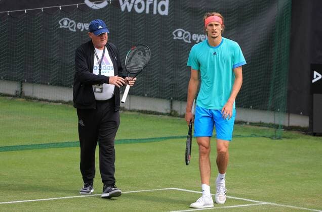 12.06.2019, ATP, Tennis Herren Tour World, MercedesCup 2019 Stuttgart, Tennis, im Bild: Vater Zverev mit Alexander Zverev (GER) copyright: Philippe Ruiz Handy: 0177 29 39 408