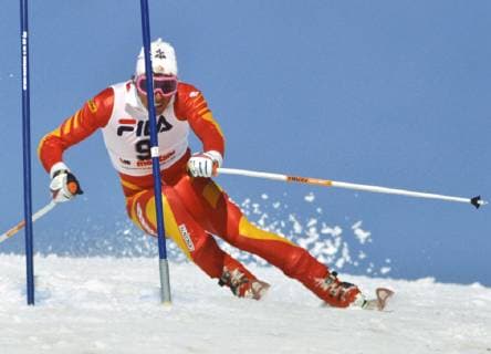Ski WM 1987, Riesentorlauf Herren: Pirmin ZURBRIGGEN (SUI) SKI ALPIN SAISON 86 87 WM 1987 Crans Montana Riesentorlauf Herren 04.02.1987 Pirmin ZURBRIGGEN (SUI) Crans Montana Schweiz *** Ski WM 1987, Giant Slalom Men Pirmin ZURBRIGGEN SUI SKI ALPIN SAISON 86 87 WM 1987 Crans Montana Giant Slalom Men 04 02 1987 Pirmin ZURBRIGGEN SUI Crans Montana Switzerland 