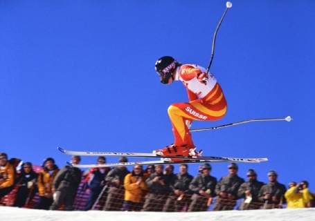 Ski WM 1987, Super G Herren: Pirmin ZURBRIGGEN (SUI) SKI ALPIN SAISON 86 87 WM 1987 Crans Montana Super G Herren 02.02.1987 Pirmin ZURBRIGGEN (SUI) Crans Montana Schweiz *** Ski WM 1987, Super G Men Pirmin ZURBRIGGEN SUI SKI ALPIN SAISON 86 87 WM 1987 Crans Montana Super G Men 02 02 1987 Pirmin ZURBRIGGEN SUI Crans Montana Switzerland 
