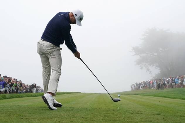 Justin Thomas hits off the 14th tee during a practice round prior to the 2019 U.S. Open at Pebble Beach Golf Links on June 12, 2019 in Pebble Beach, California.  PBP20190612304 KEVINxDIETSCH