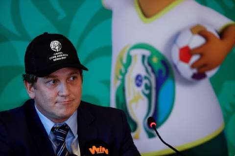 Conmebol s President Alejandro Dominguez delivers a press conference, PK, Pressekonferenz in Sao Paulo, Brazil, 13 June 2019. Brazil hosts the Copa America 2019, which runs from 14 June to 97 July. Press conference of Conmebol s President Alejandro Dominguez in Sao Paulo !ACHTUNG: NUR REDAKTIONELLE NUTZUNG!  Copyright: xMarceloxChellox COPAME076 20190613-636960482660140123