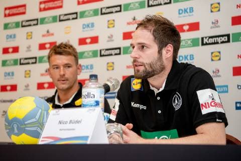 14.06.2019 - Handball - DHB - Pressekonferenz Deutsche Nationalmannschaft - ThHa - Nico Büdel Buedel (45, Deutsche Handball Nationalmannschaft DHB ) Christian Prokop (Trainer, Bundestrainer, Deutsche Handball Nationalmannschaft DHB )