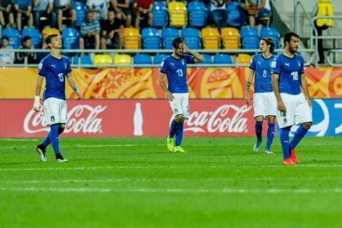 Fußball, U20 WM, Italien - Ecuador Gdynia, Polen, 14.06.2019, FIFA U-20-Weltmeisterschaft Polen 2019, Spiel um Platz 3, Italien - Ecuador, Italien enttaeuscht nach Gegentor ( Defodi-01048-181419