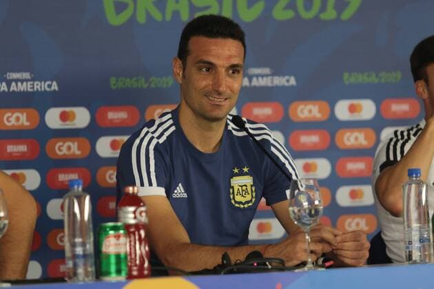 Fußball, Copa America, Nationalteam Argentinien Pressekonferenz Coletiva Selecao Argentina SALVADOR, BA - 14.06.2019: COLETIVA SELEcaO ARGENTINA - Lionel Scaloni, coach of the Argentina national team, Nationalteam during a Colombian national team, held this Friday (14) at the Fonte Nova Arena in Salvador, Bahia, Brazil. (Photo: Tiago Caldas Fotoarena) x1747635x  TiagoxCaldas