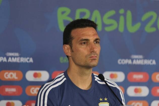 Fußball, Copa America, Nationalteam Argentinien Pressekonferenz Coletiva Selecao Argentina SALVADOR, BA - 14.06.2019: COLETIVA SELEcaO ARGENTINA - Lionel Scaloni, coach of the Argentina national team, Nationalteam and during a Colombian national team, held this Friday (14) at the Fonte Nova Arena in Salvador, Bahia, Brazil. (Photo: Tiago Caldas Fotoarena) x1747637x  TiagoxCaldas
