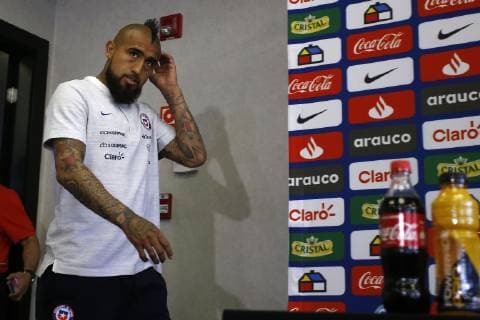 Fußball, Copa America, Nationalteam Chile Pressekonferenz Conferencia de prensa de Arturo Vidal El jugador de la seleccion chilena Arturo Vidal se dirige a los medios de comunicacion durante una conferencia de prensa realizada en el hotel Pullman Villa Olimpica de San Pablo, Brasil. 15 06 2019 Andres Pina Photosport Football, Arturo Vidal press conference, PK, Pressekonferenz Chile s player Arturo Vidal speaks to the medias during a press conference at the Pullman Villa Olimpica hotel in Sao Paulo, Brazil. 15 06 2019 Andres Pina Photosport Conferencia de prensa de Arturo Vidal en San Pablo 
