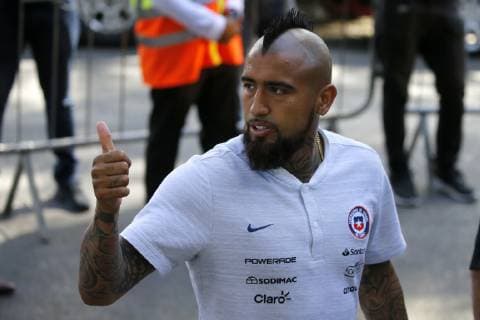 Fußball, Copa America, Nationalteam Chile Pressekonferenz Conferencia de prensa de Arturo Vidal El jugador de la seleccion chilena Arturo Vidal es fotografiado a su arribo al hotel Pullman Villa Olimpica de San Pablo, Brasil. 15 06 2019 Andres Pina Photosport Football, Arturo Vidal press conference, PK, Pressekonferenz Chile s player Arturo Vidal is pictured as he arrives at the Pullman Villa Olimpica hotel in Sao Paulo, Brazil. 15 06 2019 Andres Pina Photosport Conferencia de prensa de Arturo Vidal en San Pablo 