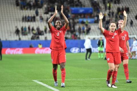 Joie de Kadeisha Buchanan (canada) et de Allysha Chapman FOOTBALL : Canada vs Nouvelle Zelande - Coupe du monde de Football Feminin Groupe E - 15 06 2019 FredericChambert Panoramic 