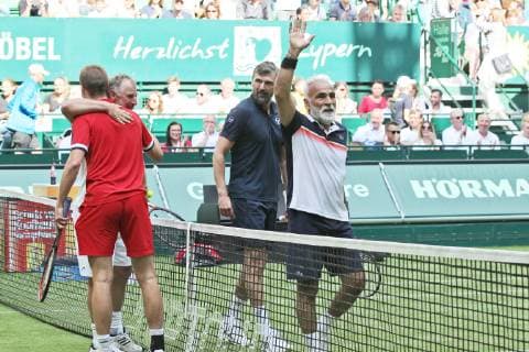 Florian Mayer, Thomas Muster, Mansour Bahrami und Goran Ivanisevic. Schauinsland-Reisen Champions Trophy Halle Westfalen 15.06.2019. Foto:FSA_Stiefel Eibner Pressefoto Schauinsland-Reisen Champions Trophy Halle Westfalen Halle Westfalen Copyright: xFSAx Eibner-Pressefotox EP_fsa