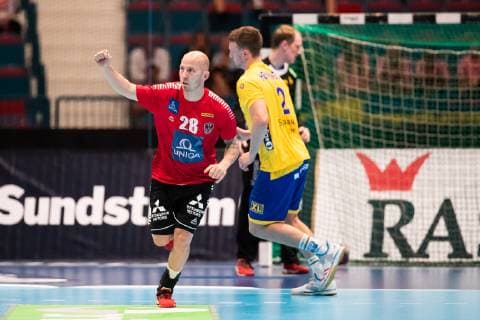 Handball, EHF EURO Cup, Schweden - Österreich 190616 Robert Weber of Austria celebrates during the EHF EURO CUP match between Sweden and Austria on June 16, 2019 in Stockholm. Copyright: ANDREASxLxERIKSSON BB190616AE008
