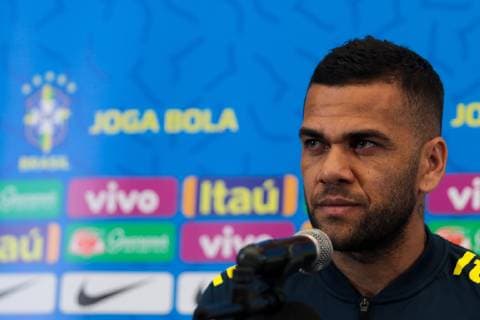 Fußball, Copa America, Nationalteam Brasilien Pressekonferenz Training of the Brazilian Team in Salvador SALVADOR, BA - 16.06.2019: TRAINING OF THE BRAZILIAN TEAM IN SALVADOR - Daniel Alves, player of the Brazilian national team, Nationalteam and PSG, at a press conference, PK, Pressekonferenz at the Hotel Deville in Salvador, Bahia, Brazil. (Photo: Tiago Caldas Fotoarena) x1748545x TiagoxCaldas