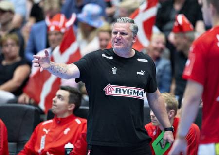 Danmarks cheftraener Nikolaj Jacobsen i EM kvalifikationslandskampen i herrehaandbold mellem Danmark og Faeroeerne i Jutlander Bank Arena Aalborg, soendag den 16. juni 2019.. , Aalborg Jylland Denmark Copyright: HenningxBagger HenningxBaggerx COP101 spdk20190616-195148-L