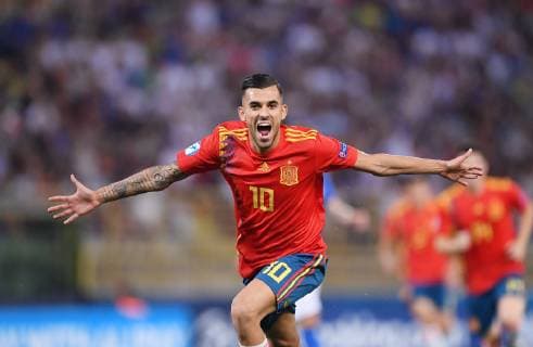 FUSSBALL UEFA U21, U 21 EUROPAMEISTERSCHAFT 2019 in Italien Italien - Spanien 16.06.2019 JUBEL Spanien; Torschuetze zum 0-1 Dani Ceballos