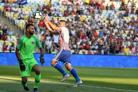 Paraguay vs Qatar RIO DE JANEIRO, RJ - 16.06.2019: PARAGUAY VS QATAR - Óscar Cardorzo scores a penalty goal during a match between Paraguay and Qatar, valid for the group stage of the Copa América 2019, held this Sunday (16) at the Maracanã Stadium in Rio de Janeiro, RJ. (Photo: Nayra Halm Fotoarena) x1748638x  NayraxHalm