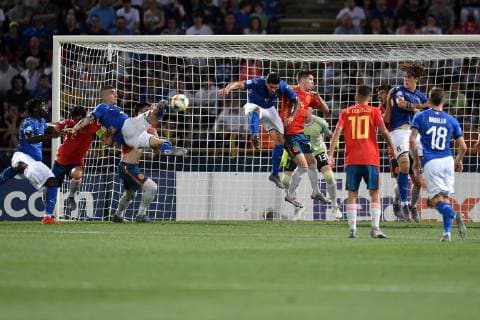 Gianluca Mancini of Italy in action Bologna 16-06-2019 Stadio Renato Dall Ara Football UEFA Under 21 Championship Italy 2019 Group Stage - Final Tournament Group A Italy - Spain Photo Andrea Staccioli Insidefoto andreaxstaccioli