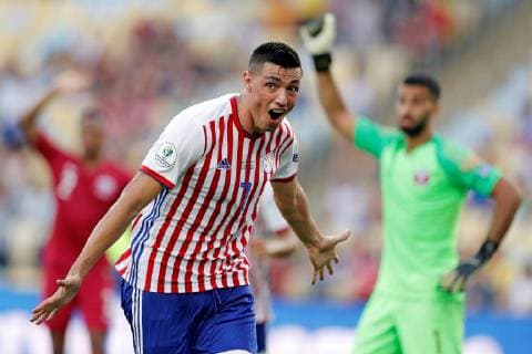 Paraguay s Óscar Cardozo celebrates after scoring a goal during the Copa America 2019 Group B soccer match between Paraguay and Qatar, at Maracana Stadium in Rio de Janeiro, Brazil, 16 June 2019. Paraguay vs. Qatar !ACHTUNG: NUR REDAKTIONELLE NUTZUNG!  Copyright: xFernandoxMaiax SCA0459 20190616-636963202921279135