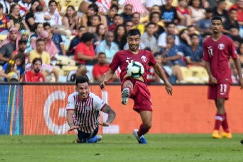 Paraguay vs Qatar RIO DE JANEIRO, RJ - 16.06.2019: PARAGUAY VS QATAR - Boualem Khoukhi dominates the ball during a match between Paraguay and Qatar, valid for the group stage of the Copa America 2019, held this Sunday (16) at the Maracanã Stadium in Rio de Janeiro, RJ. (Photo: Nayra Halm Fotoarena) x1748671x  NayraxHalm