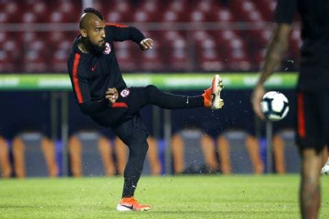 Futbol, entrenamiento de Chile en Morumbi El jugador de la seleccion chilena Arturo Vidal es fotografiado durante el entrenamiento realizado en el estadio Morumbi de San Pablo, Brasil. 16 06 2019 Andres Pina Photosport Football, Chile training session Chilean national team, Nationalteam player Arturo Vidal is pictured during the training session held at the Morumbi stadium in Sao Paulo, Brazil. 16 06 2019 Andres Pina Photosport Entrenamiento de Chile en Morumbi 
