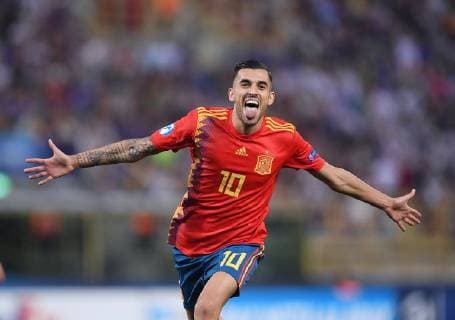 FUSSBALL UEFA U21, U 21 EUROPAMEISTERSCHAFT 2019 in Italien Italien - Spanien 16.06.2019 JUBEL Spanien; Torschuetze zum 0-1 Dani Ceballos