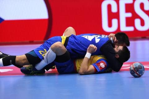 Zaverecne utkani skupiny 5 kvalifikace o postup na ME 2020 hazenkaru mezi Ceskou republikou a Bosnou a Hercegovinou, 16. cervna 2019 v Ostrave. Radost hracu Bosny a Hercegoviny z vitezstvi v zapase. CTKPhotoP201906160521201  SZN 07