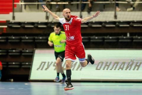 June 16, 2019 - Saint Petersburg, Russia - Timur Dibirov of Russia celebrates during 2020 Men s European Championship, EM, Europameisterschaft Qualifiers match between Russia and Slovakia on June 16, 2019 at Sibur Arena in Saint Petersburg, Russia. Russia v Slovakia - 2020 Men s EHF Euro Qualifiers  - ZUMAn230 20190616_zaa_n230_883 Copyright: xMikexKireevx