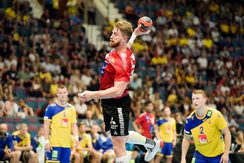 STOCKHOLM 20190616 Österrikes Fabian Posch med bollen under söndagens handbollsmatch i EHF Euro Cup mellan Sverige och Österrike pa Hovet. STOCKHOLM SVERIGE x10070x