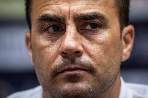 Head coach Fabio Cannavaro of Guangzhou Evergrande Taobao F.C. attends a press conference, PK, Pressekonferenz before the eighth-final match against China s Shandong Luneng Taishan F.C. during the 2019 AFC Champions League in Guangzhou city, south China s Guangdong province, 17 June 2019. Guangzhou Evergrande Taobao in full swing for 2019 AFC Champions League  bjl10911703