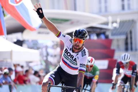 Sport Bilder des Tages MURTEN, SWITZERLAND - JUNE 17 : SAGAN Peter (SVK) of BORA - HANSGROHE during stage 3 of the Tour de Suisse cycling race, a stage of 160 kms between Flamatt and Murten on June 17, 2019 in Murten, Switzerland, 17 06 2019 CYCLISME : Tour de Suisse 2019 - 17 06 2019 PHOTONEWS PANORAMIC 
