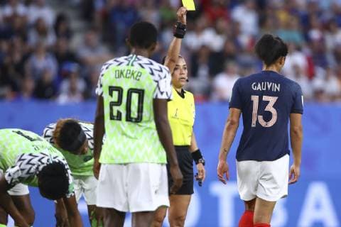 Carton jaune pour Valerie Gauvin (France) FOOTBALL : Coupe du Monde Feminine - Groupe A - Nigeria v France - 17 06 2019 GwendolineLeGoff Panoramic 