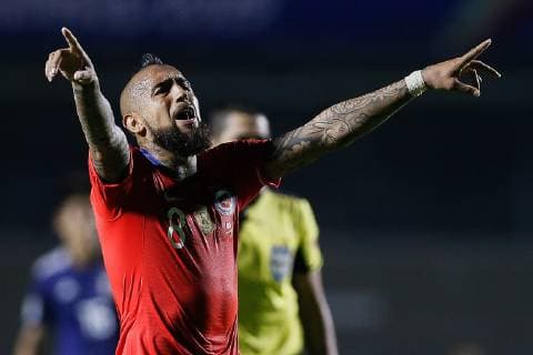Sport Bilder des Tages Fußball, Copa America, Japan - Chile Japan vs. Chile SÃO PAULO, SP - 17.06.2019: JAPAN VS. CHILE - Arturo Vidal of Chile during a match between Japan and Chile, valid for the group stage of the Copa America 2019, held this Monday (17) at the Estádio do Morumbi in São Paulo, SP. (Photo: Marcelo Machado de Melo Fotoarena) x1749338x  MarceloxMachadoxdexMelo