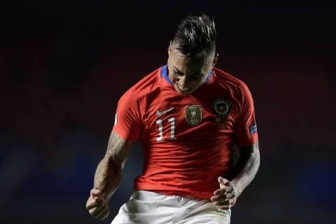 Fußball, Copa America, Japan - Chile Chilean Eduardo Vargas celebrates after scoaring during the Copa America 2019 Group C soccer match between Japan and Chile, at Morumbi Stadium in Sao Paulo, Brazil, 17 June 2019. Japan vs. Chile !ACHTUNG: NUR REDAKTIONELLE NUTZUNG!  Copyright: xFernandoxBizerrax SCA0684 20190618-636964213966422460