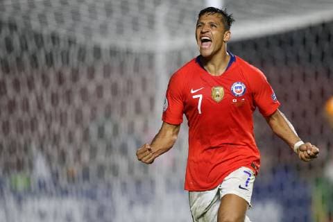 Fußball, Copa America, Japan - Chile Futbol, Japon vs Chile Copa America 2019 El jugador de la seleccion chilena Alexis Sanchez celebra su gol contra Japon durante el partido del grupo C de la Copa America disputado en el estadio Morumbi de San Pablo, Brasil. 17 06 2019 Andres Pina Photosport Football, Japan vs Chile Copa America Championship 2019 Chile s player Alexis Sanchez celebrates after scoring against Japan during the group C match of the Copa America Championship held at the Morumbi stadium in Sao Paulo, Brazil. 17 06 2019 Andres Pina Photosport Japon vs Chile, Copa America 2019 