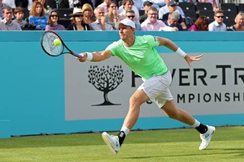 June 17, 2019 - London, London, United Kingdom - Kevin Anderson (RSA) on his way to victory over Cameron Norrie (GBR) during the Fever Tree Tennis Championships at the Queen s Club, West Kensington on Monday 17th June 2019. ever-Tree Championships - Day One  - ZUMAn230 20190617_zaa_n230_731 Copyright: xMixNewsx