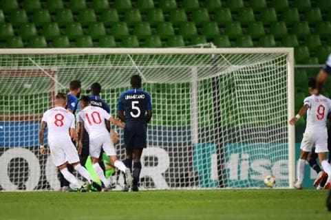 Photo Massimo Paolone LaPresse June 18, 2019 Cesena, Italy soccer England vs France - UEFA Under 21 Championship Italy 2019 - Group stage final tournament Group C - "Dino Manuzzi" stadium. In the pic: Phil Foden (Inghilterra) goal 1-0  Copyright: xMassimoxPaolone LaPressex