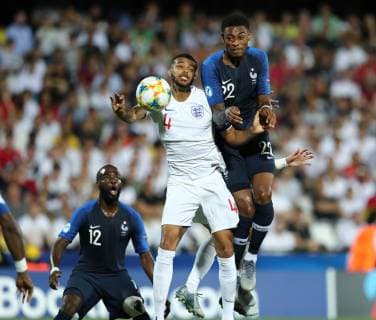 Penalty in favor of France Jake Clarke-Salter of England and Jeff Reine-Adelaide of France compete for the ball Cesena 18-06-2019 Stadio Dino Manuzzi Football UEFA Under 21 Championship Italy 2019 Group Stage - Final Tournament Group C England - France Photo Cesare Purini Insidefoto CesarexPurini