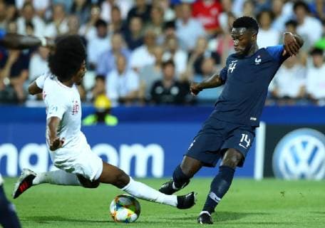 June 18, 2019 - Cesena, Italy - The soul by Hamza Choudhury of England wich caused the France s Jonathan Bamba serious ankle injury during the UEFA Under 21 Championship Group C match England v France at the Dino Manuzzi Stadium in Cesena,Italy on June 18, 2019. England v France - UEFA U-21 Championship  - ZUMAn230 20190618_zaa_n230_955 Copyright: xMatteoxCiambellix