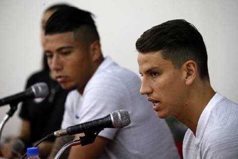 Futbol, conferecnia de prensa de la seleccion chilena El jugador de la seleccion chilena Igor Lichnovsky habla con los medios de comunicacion durante una conferencia de prensa realizada en el hotel Catussaba de Salvador de Bahia, Brasil. 19 06 2019 Andres Pina Photosport Football, Chilean national team, Nationalteam press conference, PK, Pressekonferenz Chile s player Igor Lichnovsky speaks to the medias during a press conference held at the Catussaba hotel in Salvador de Bahia, Brazil. 19 06 2019 Andres Pina Photosport Conferencia de la seleccion chilena en el hotel Catussaba 