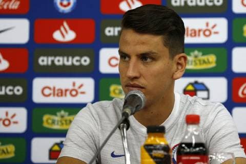 Futbol, conferecnia de prensa de la seleccion chilena El jugador de la seleccion chilena Igor Lichnovsky habla con los medios de comunicacion durante una conferencia de prensa realizada en el hotel Catussaba de Salvador de Bahia, Brasil. 19 06 2019 Andres Pina Photosport Football, Chilean national team, Nationalteam press conference, PK, Pressekonferenz Chile s player Igor Lichnovsky speaks to the medias during a press conference held at the Catussaba hotel in Salvador de Bahia, Brazil. 19 06 2019 Andres Pina Photosport Conferencia de la seleccion chilena en el hotel Catussaba 