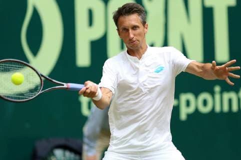 Germany, Westphalia, Halle, Gerry weber Stadion, Tennis, Noventi Open 2019 - DAY 3 - 19 06 2019 Ukrainian player Sergiy Stakhovsky (UKR) pictured during his second round single match against French player Pierre - Hugues Herbert (FRA) in Halle at Noventi Open 2019 TENNIS : Tournoi de Halle - 19 06 2019 PhotoNews Panoramic 