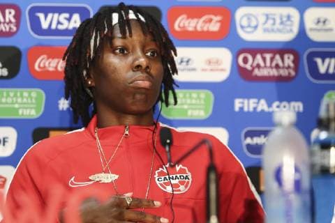 REIMS, 19-06-2019 ,Stade Auguste-Delaune, World Championship, WM, Weltmeisterschaft 2019 , Canada player Kadeisha BUCHANAN press conference, PK, Pressekonferenz Canada 19-06 , Press conference Canada 19-06  x3715003x Copyright: