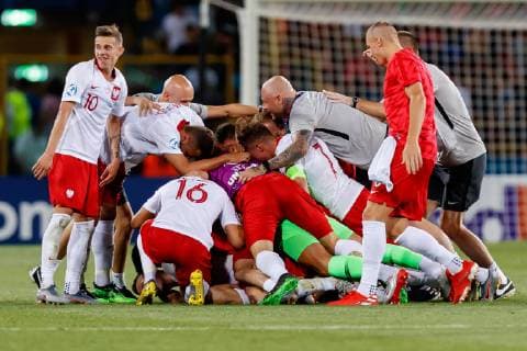 Bologna, Italien, 19.06.2019, UEFA U-21 Europameisterschaft Italien 2019, Gruppenphase, Gruppe A, Italien - Polen, Polen schlussjubel ( Defodi-01048-182628