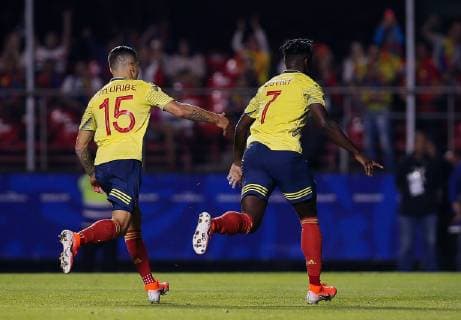 Colombia vs Qatar SÃO PAULO, SP - 19.06.2019: COLOMBIA VS QATAR - Duván Zapata of Colombia celebrates after scoring a goal during a match between Colombia and Qatar, valid for the 2019 Copa America group stage, held this Wednesday (19) at the Morumbi Stadium in São Paulo, SP. (Photo: Marcelo Machado de Melo Fotoarena) x1750243x  MarceloxMachadoxdexMelo