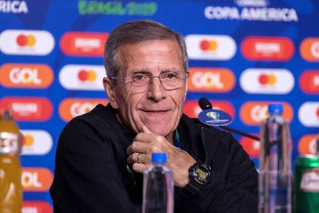 Coach of the Uruguayan soccer team, Oscar Tabarez, offers a press conference, PK, Pressekonferenz as part of the 2019 Copa América, at Arena do Grêmio stadium in Porto Alegre, Brazil, 19 June 2019. Japan faces Uruguay on Thursday. EFE Sebastião Moreira Press conference of the national soccer team of Uruguay !ACHTUNG: NUR REDAKTIONELLE NUTZUNG!  Copyright: xSebastiaoxMoreirax COPAME968 20190620-636965914253100671
