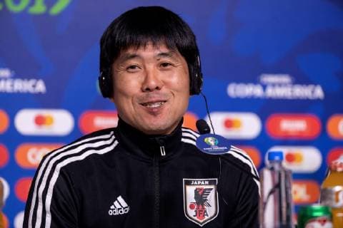 Japan soccer team coach, Hajime Moriyasu, offers a press conference, PK, Pressekonferenz as part of the 2019 Copa América, at Arena do Grêmio stadium in Porto Alegre, Brazil, 19 June 2019. Japan faces Uruguay on Thursday. EFE Sebastião Moreira Press conference of the national soccer team of Japan !ACHTUNG: NUR REDAKTIONELLE NUTZUNG!  Copyright: xSebastiaoxMoreirax COPAME964 20190620-636965915485812150