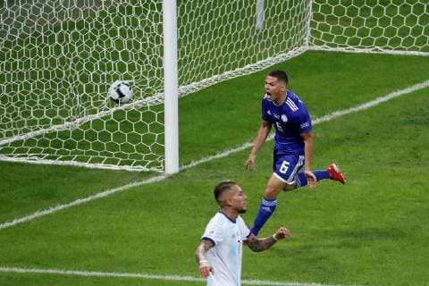 Paraguay s Richard Sánchez scores a goal during the Copa America 2019 Group B soccer match between Argentina and Paraguay, at Mineirao Stadium in Bello Horizonte, Brazil, 19 June 2019. Argentina vs. Paraguay !ACHTUNG: NUR REDAKTIONELLE NUTZUNG!  Copyright: xPauloxFonsecax SCA0987 20190620-636965977916537683