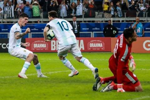 Argentina vs Paraguay BELO HORIZONTE, MG - 19.06.2019: ARGENTINA VS PARAGUAY - Messi scored the first goal of Argentina during a match between Argentina and Paraguay, valid for the group stage of the Copa America 2019, held this Wednesday (19) at the Estádio do Mineirão in Belo Horizonte, MG. (Photo: Dudu Macedo Fotoarena) x1750327x  DuduxMacedo