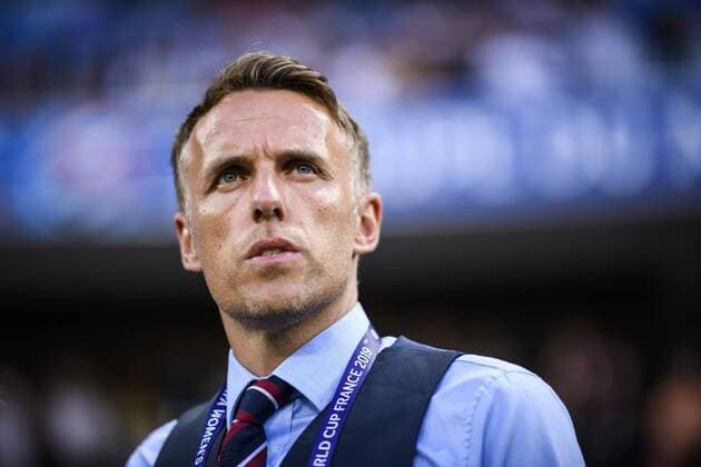 19.06.2019, xkvx, Fussball Frauen WM Frankreich, Japan - England emspor, v.l. Head Coach Phil Neville (Fussballnationalmannschaft England) Nizza