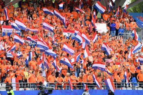 supporters of Holland during the FIFA Women s World Cup France 2019 group E match between The Netherlands and Canada at Stade Auguste-Delaune on June 20, 2019 in Reims, France FIFA Women s World Cup France 2019 2018 2019 xVIxVIxImagesx xGerritxvanxKeulenxIVx 14780503